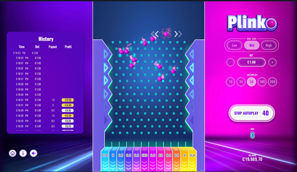 Plinko im Online-Casino.
